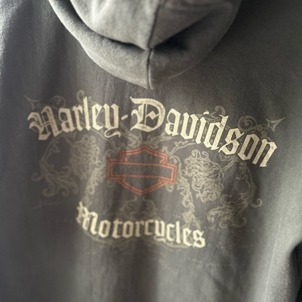 HARLEY DAVIDSON GREEN ZIP UP FLEECED HOODIE UNISEX 2X - Picture 11 of 14